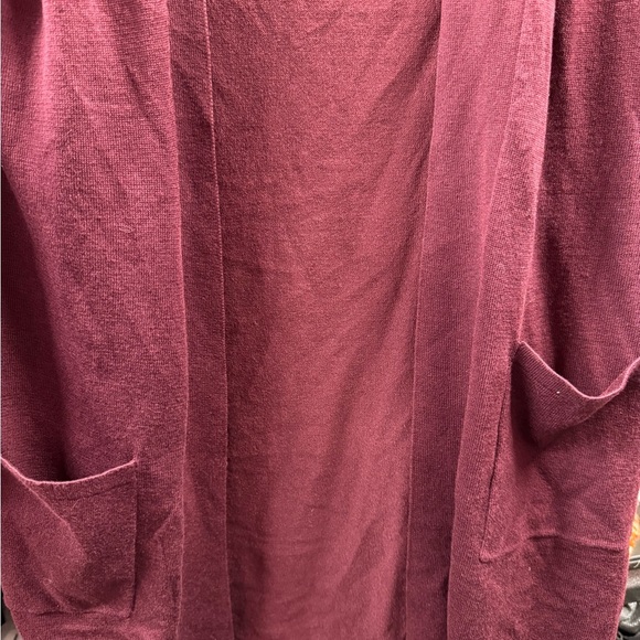 NEW Pointelle Women's Sz S Burgundy 3/4 length Cardigan Sweater Jacket - Picture 2 of 11
